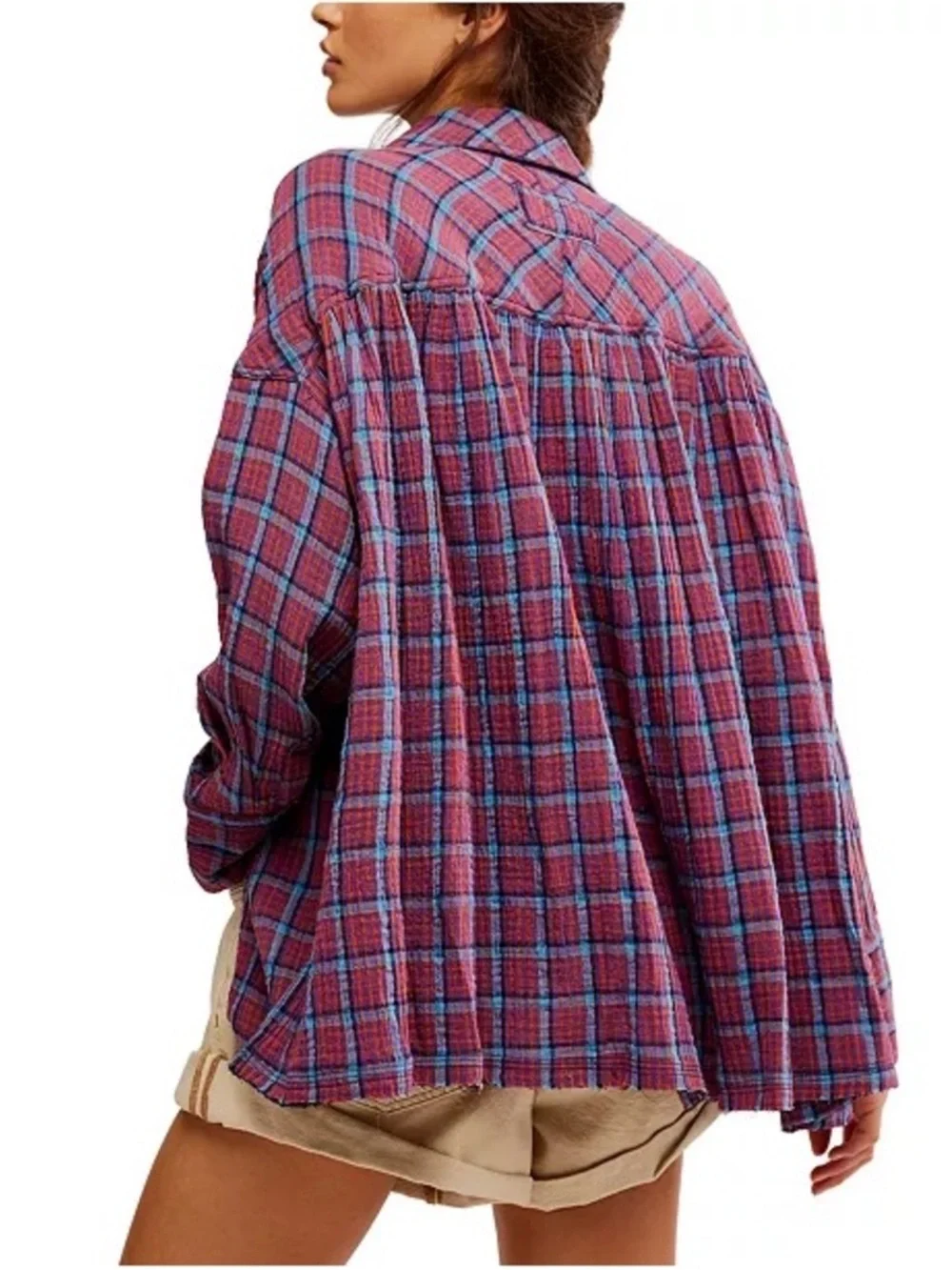 Free People We The Free Cardiff Plaid Button Down Shirt Size Medium